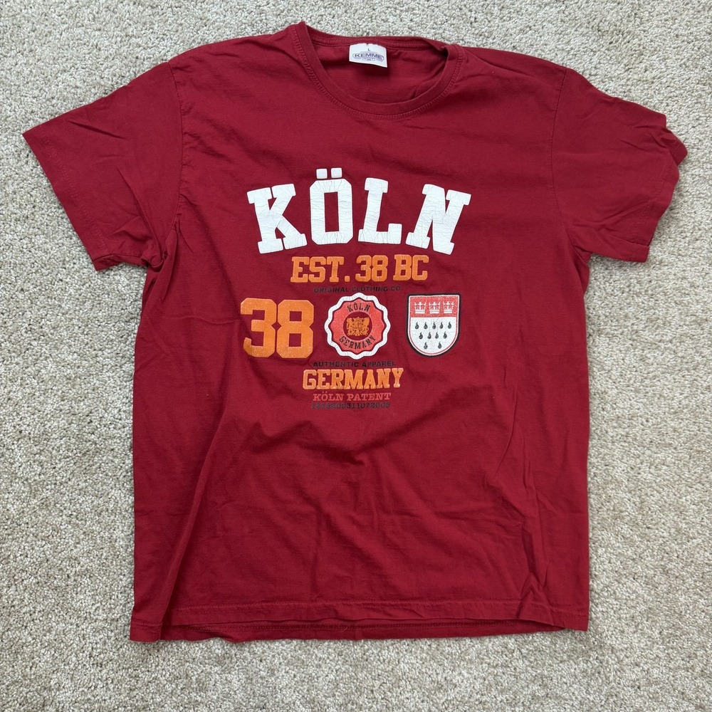 Koln Germany Cologne Shirt Mens Large Red Souvenir Travel Tee T-Shirt Kemme